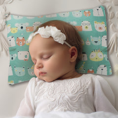 Kradyl Kroft Toddler Pillow with 100% Cotton Removable Cover - 20 X 15 Inches | Children Pillows | Baby Pillows - Green Panda