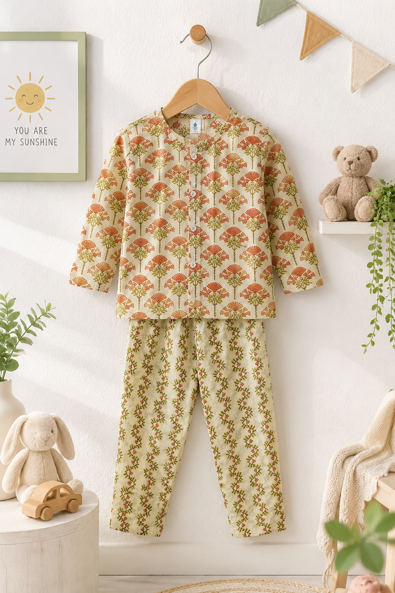 Orange Motif - Baby 100% Cotton Coord Set