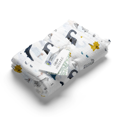 Muslin Swaddle for Infants 100 X 120 Cms - Blue Dino