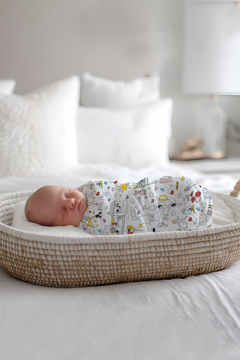 Muslin Swaddle for Infants 100 X 120 Cms - Doodle