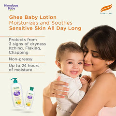 Himalaya Babycare Ghee Himalaya Baby Lotion with Pure Cow Ghee 200ml|pH 5.5|For Sensitive Baby Skin from Day 1|Upto 24-hr Moisture|Dermatologically Tested|Safe for Newborns|Aloe Vera