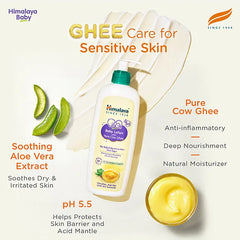 Himalaya Babycare Ghee Himalaya Baby Lotion with Pure Cow Ghee 400ml|pH 5.5|For Sensitive Baby Skin from Day 1|Upto 24-hr Moisture|Dermatologically Tested|Safe for Newborns|Aloe Vera