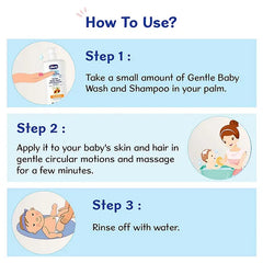 Chicco Baby Moments Gentle Bodywash & Shampoo with Green Apple & Peach Dermatologically Tested Parabens & Phenoxyethanol Free - 500 ml