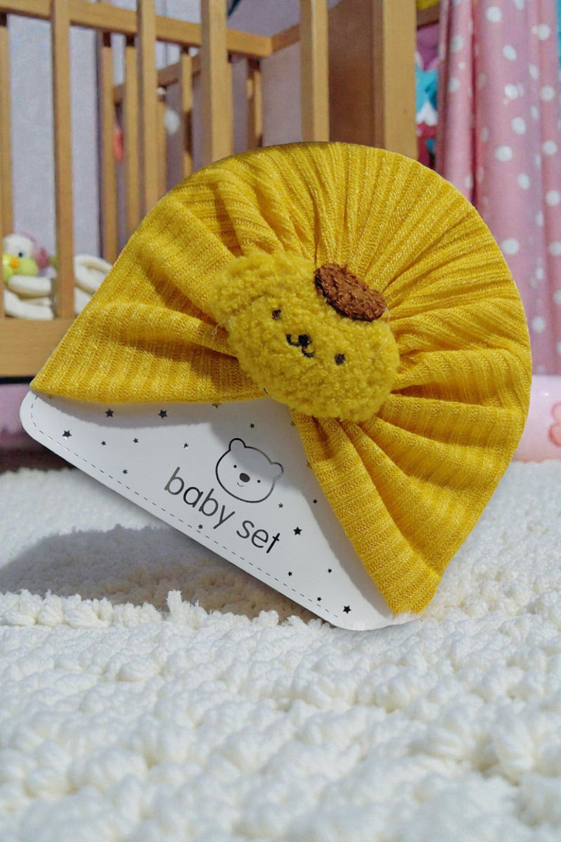 Kradyl Kroft Baby Girl Turban Cap | Stretchy Fabric | Good Fit - Yellow