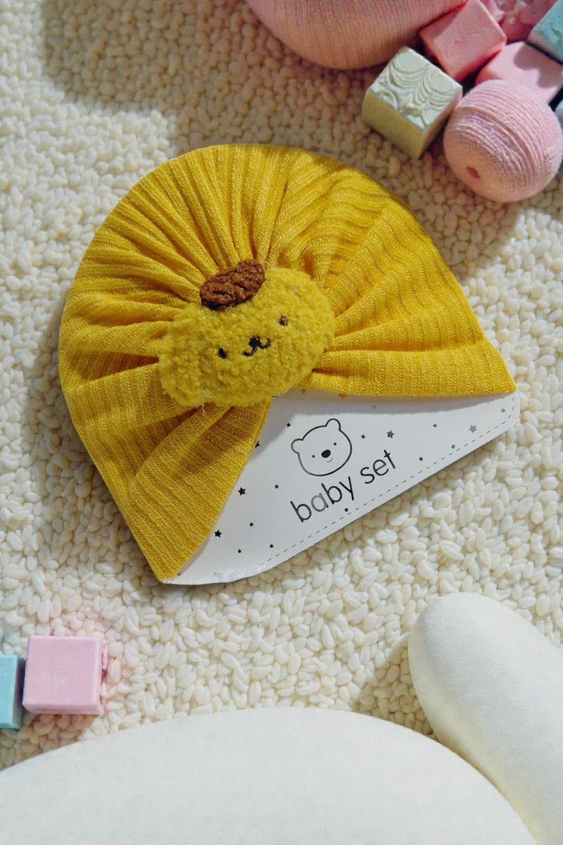 Kradyl Kroft Baby Girl Turban Cap | Stretchy Fabric | Good Fit - Yellow