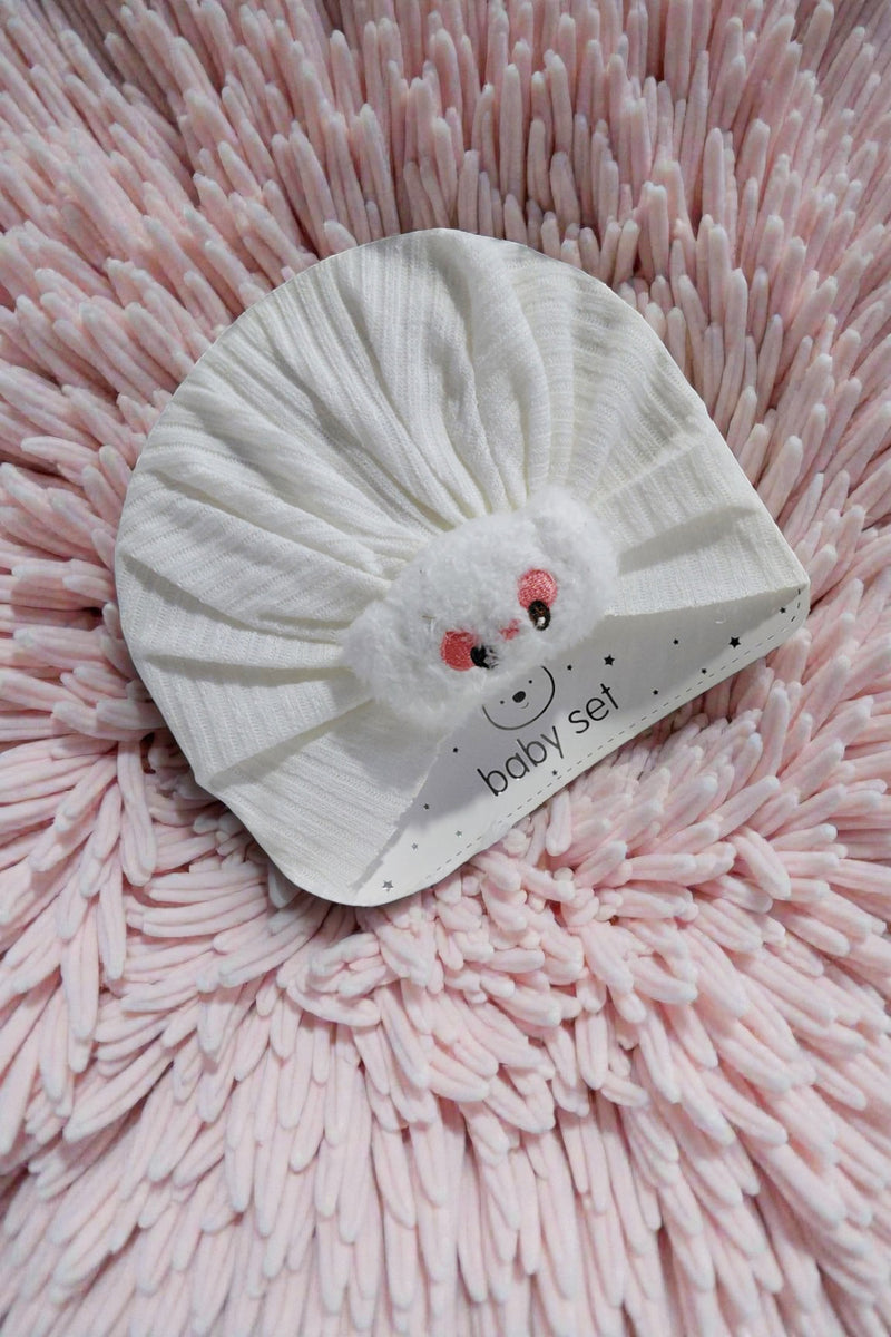 Kradyl Kroft Baby Girl Turban Cap | Stretchy Fabric | Good Fit - White