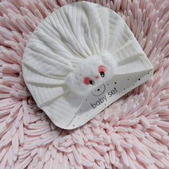 Kradyl Kroft Baby Girl Turban Cap | Stretchy Fabric | Good Fit - White