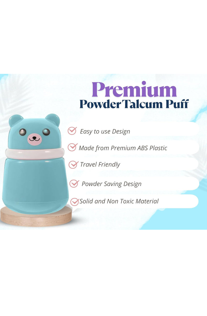 Blue Baby Powder Puff | Baby Powder Puff With Box | Powder Puff With Box Holder Container | Powder Puff For Babies | Puff Powder Box
