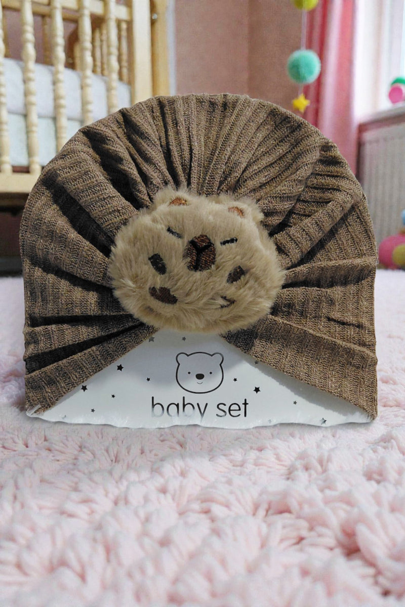 Kradyl Kroft Baby Girl Turban Cap | Stretchy Fabric | Good Fit - Brown