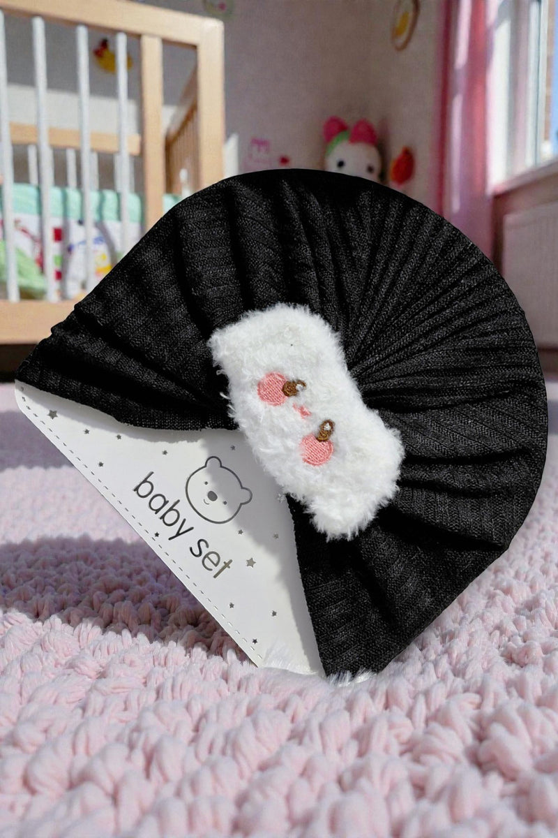 Kradyl Kroft Baby Girl Turban Cap | Stretchy Fabric | Good Fit - Black