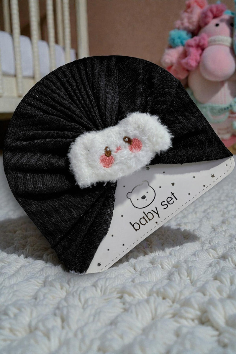 Kradyl Kroft Baby Girl Turban Cap | Stretchy Fabric | Good Fit - Black