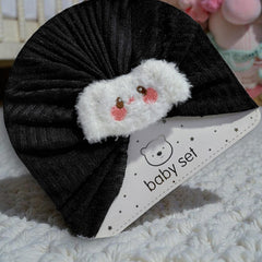 Kradyl Kroft Baby Girl Turban Cap | Stretchy Fabric | Good Fit - Black