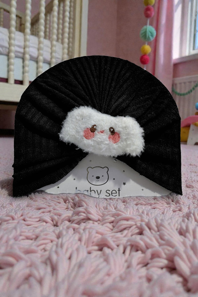 Kradyl Kroft Baby Girl Turban Cap | Stretchy Fabric | Good Fit - Black