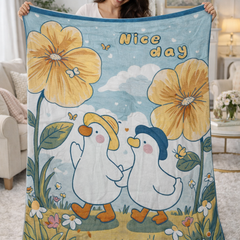 Lightweight Soft Plush Velvet Fleece 2 way Printed Blanket for 1 -7 Year Olds - 2 Chickens