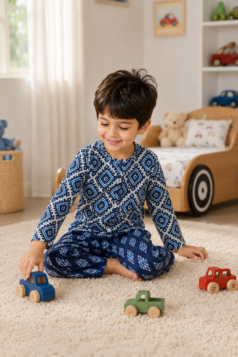 Blue Hex - Baby 100% Cotton Coord Set