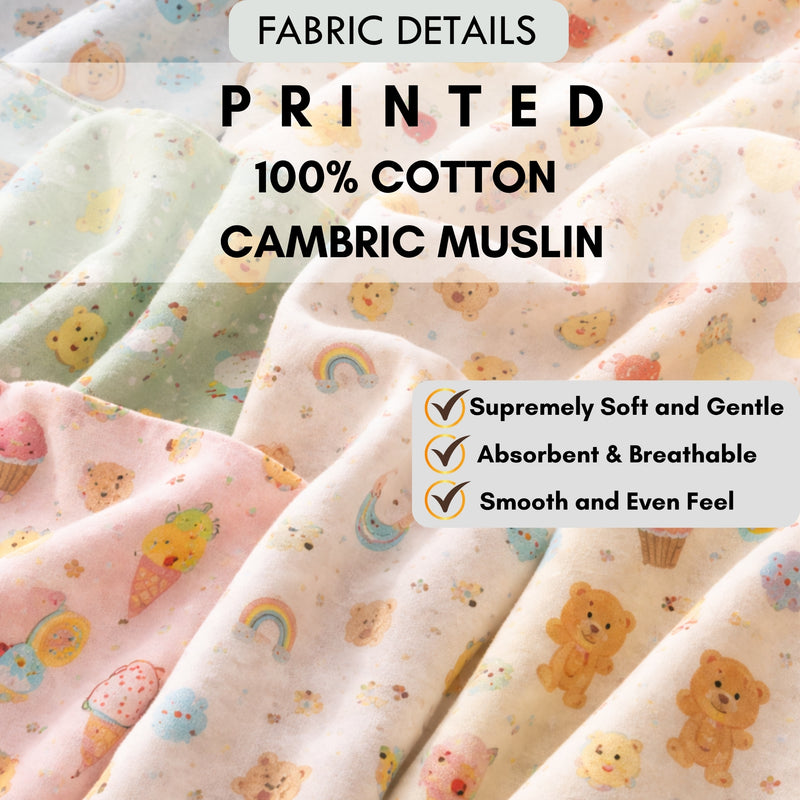Sweet Birds - 100% Cotton Lightweight Cambric Soft Unisex Muslin Set for New Born to 6 Years