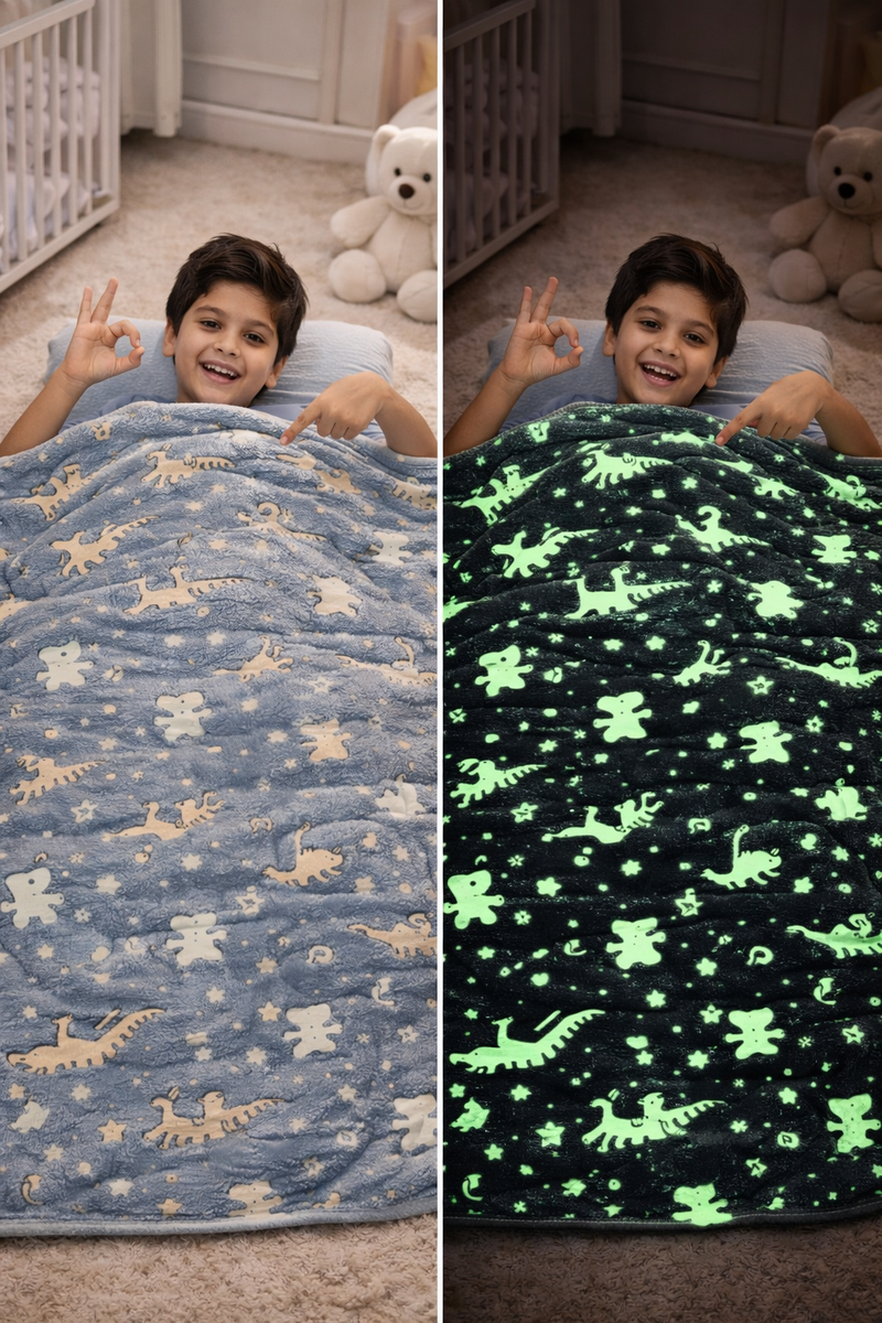 Kradyl Kroft Glow in the Dark Blankets | Large Size - Dinos