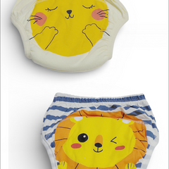 Set of 2 Diaper Training Pull Up Pants Reusable Breathable Soft Cotton Diaper Training Pants  (Size Small)