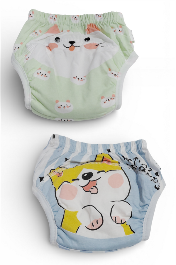 Set of 2 Diaper Training Pull Up Pants Reusable Breathable Soft Cotton Diaper Training Pants  (Size Small)