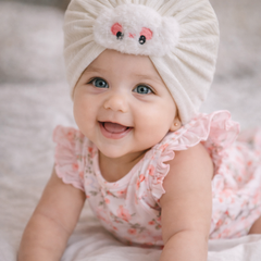 Kradyl Kroft Baby Girl Turban Cap | Stretchy Fabric | Good Fit - White