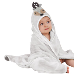 Deer Cotton Hooded Baby Bath Towel with Baby Loofah