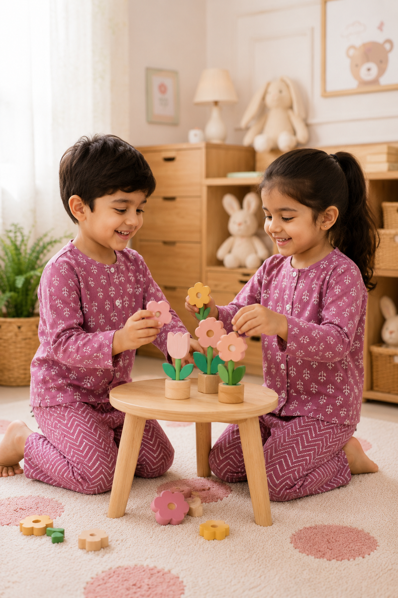 Lilac Motif - Baby 100% Cotton Coord Set
