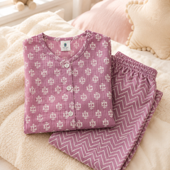Lilac Motif - Baby 100% Cotton Coord Set