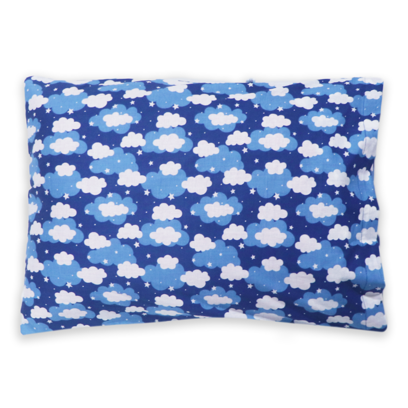 Blue Clouds - Toddler Pillow with 100% Cotton Removable cover - 20 X 15 Inches | Children Pillows
