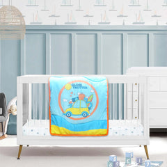 Kradyl Kroft 6 Pc Bedding Set for Infants | Baby Bedding Set | Baby Mattress with Quilt | Side Pillows | Head Pillow (Globetrotter)