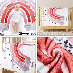 Rainbow- Milestone Blanket Quilt with 6 Milestone Cards and Markers