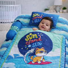 Kradyl Kroft 6 Pc Bedding Set for Infants | Baby Bedding Set | Baby Mattress with Quilt | Side Pillows | Head Pillow (Sun&sand)