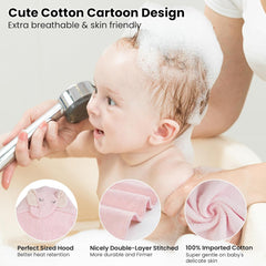 Deer Cotton Hooded Baby Bath Towel with Baby Loofah