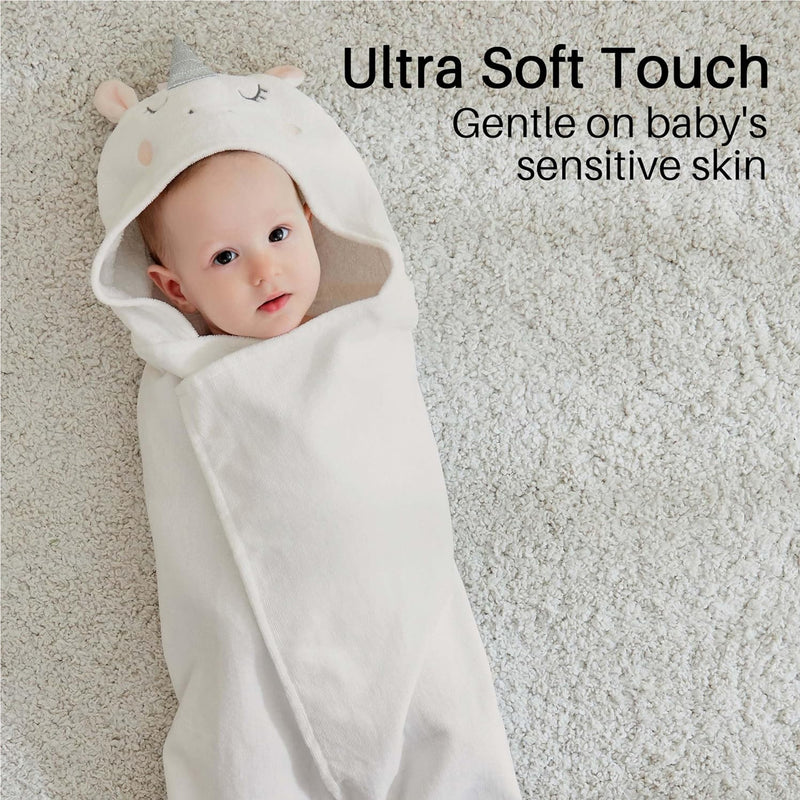 Yellow Sheep Cotton Hooded Baby Bath Towel with Baby Loofah