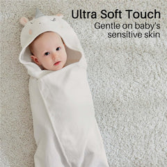 Cute Elli Cotton Hooded Baby Bath Towel with Baby Loofah