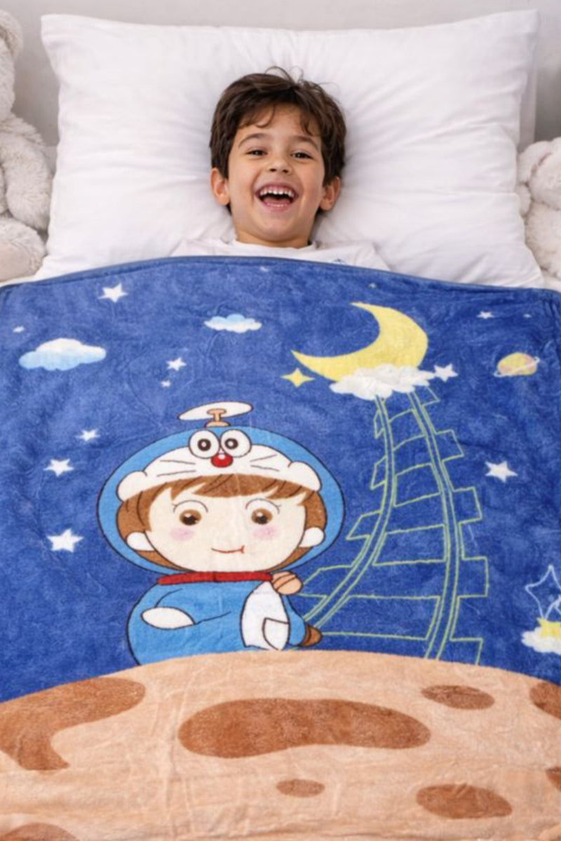 Lightweight Soft Plush Velvet Fleece 2 way Printed Blanket for 1 -7 Year Olds - Astronaut