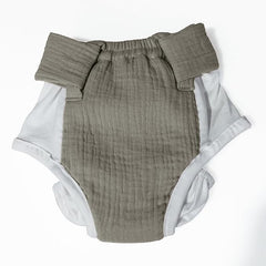 Muslin Adjustable Reusable Diaper Pants with Velcro Closure -(Musk and Olive)