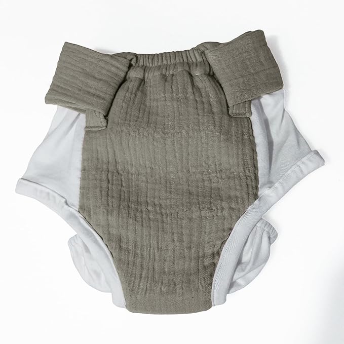 Muslin Adjustable Reusable Diaper Pants with Velcro Closure -(Musk and Olive)