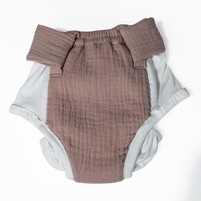 Muslin Adjustable Reusable Diaper Pants with Velcro Closure -(Musk and Olive)