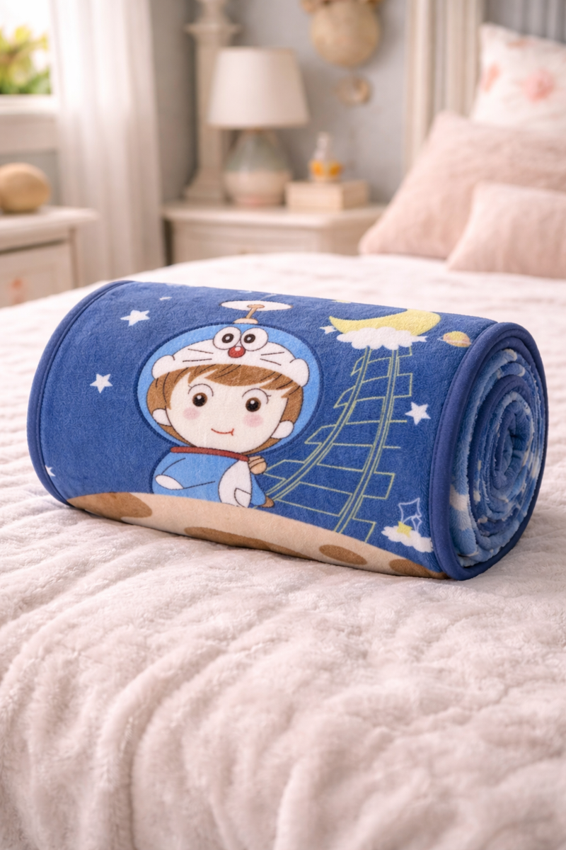 Lightweight Soft Plush Velvet Fleece 2 way Printed Blanket for 1 -7 Year Olds - Astronaut