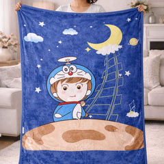 Lightweight Soft Plush Velvet Fleece 2 way Printed Blanket for 1 -7 Year Olds - Astronaut