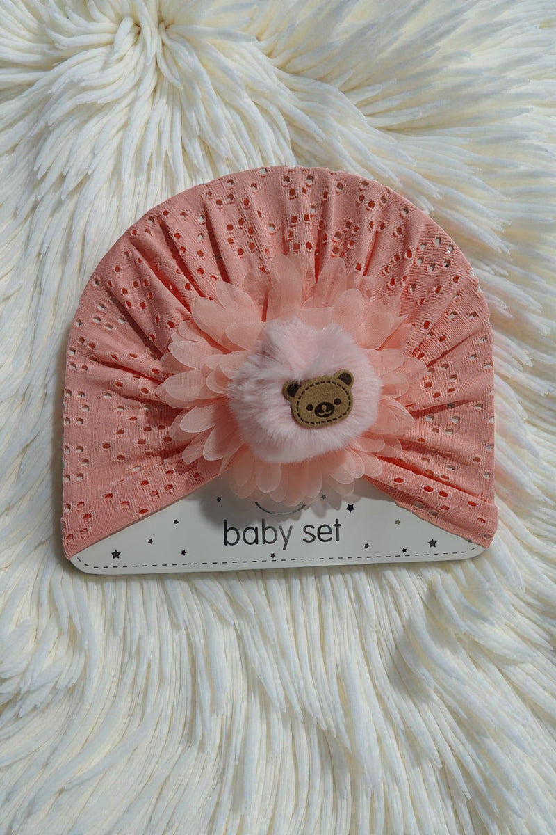 Kradyl Kroft Baby Girl Turban Cap | Stretchy Fabric | Good Fit - Peach
