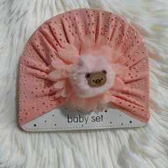 Kradyl Kroft Baby Girl Turban Cap | Stretchy Fabric | Good Fit - Peach