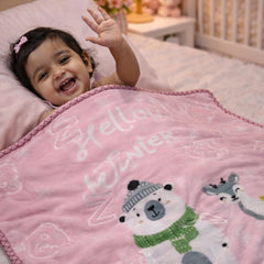 Kradyl Kroft Plush Double Layered Velvet with Two Side Printed Kids Blanket - Pink Panda