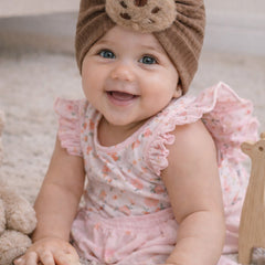 Kradyl Kroft Baby Girl Turban Cap | Stretchy Fabric | Good Fit - Brown