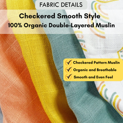 Natural Bear |Half Sleeves| Checkered Muslin| Soft Unisex Muslin Set for New Born to 6 Years