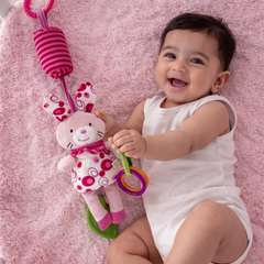Soft Hanging Crinkle Rattle Sensory Toy for Babies with Teether (0–12 Months) - Pinky