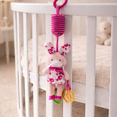 Soft Hanging Crinkle Rattle Sensory Toy for Babies with Teether (0–12 Months) - Pinky