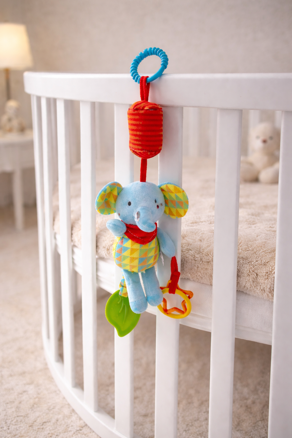 Soft Hanging Crinkle Rattle Sensory Toy for Babies with Teether (0–12 Months) - Elli