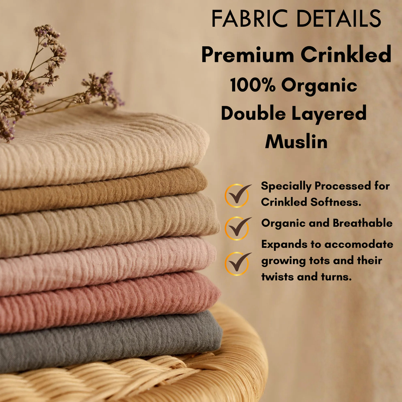 Earth| Premium Crinkled Double Layered Soft Unisex Muslin Set for New Born to 6 Years