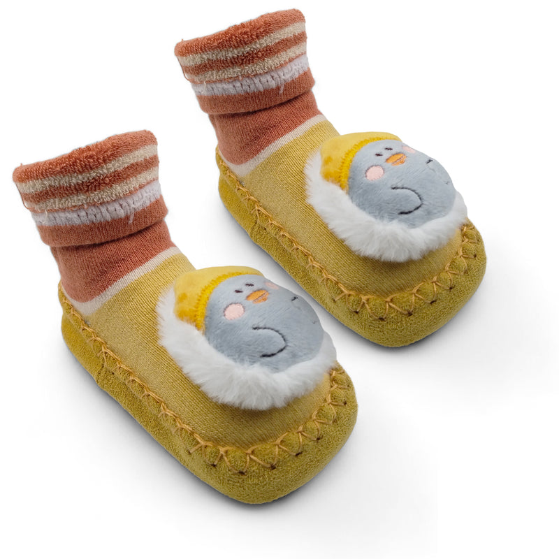 Yellow Penguin- Baby Sock Shoes for Infants Babies - 6 to 18 Months